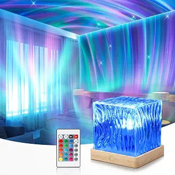 Northern Lights Projector, 16-Color LED Cube Lamp with Remote Control