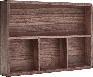 pandapark Wood Organizer Tray,Black Walnut,Desk & Drawer Storage Box (Walnut Master)