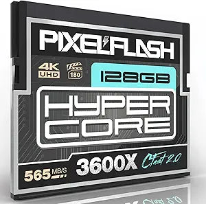 PixelFlash 128GB CFast 2.0 Card 3600X HyperCore 570MB/s SATA3 VPG180, CFast Card for DSLR Cinematic Video & Photo Cams Lab Tested, Certified Flash Memory 128 GB 2026 Model