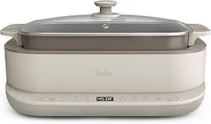 bella 6.0 QT Multi-Cooker, Ceramic Nonstick Coating, 4-in-1 Versatility, 4 cooking functions, Slow Cook, Sear, Saute, Steam, Serves 7 people, Dishwasher Safe Pot & Tempered Glass Lid, Tangle Free Cord Wrap, Oatmilk
