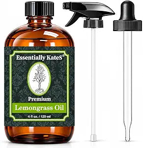 Lemongrass Essential Oil 4 Fl Oz with Dropper and Sprayer - 100% Pure and Natural - Hair Care, Home Diffusers, Skin Care, Aromatherapy, Massage and Humidifiers, and Garden Care