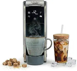 Hamilton Beach FlexBrew Advanced 4-in-1 Single Serve Hot & Iced Coffee Maker with Removable 45 oz. Water Reservoir, Use Pod Packs and Grounds, Fast Brewing, Kitchen Makeover Blue