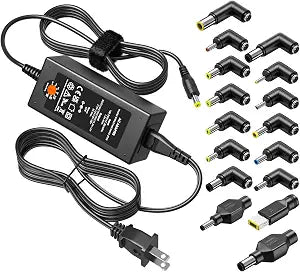 Powseed 65W Universal Laptop Charger for Lenovo HP Dell Acer ASUS Gateway Samsung Monitor Power Cord 5V 6V 10V 12V 13.5V 14V 15V 16V 18V 18.5V 19V 19.5V 20V DC Power Supply AC Adapter with 16 Tips