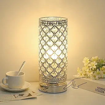 Crystal Table Lamp, 3 Way Touch Control Dimmable Bedside Nightstand Lamp