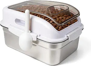 Pet Food Storage Container, 304 Stainless Steel Airtight Bin with Lid and Scoop, Mouse Proof Dry Food Storage for Dogs Cats Birds, Up to 15 lbs