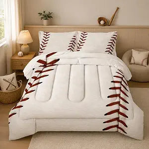 Nttopship Baseball Comforter Set,Kids Baseball Bedding 3PCS Full Size for Boys Kids Teens Sports Bedroom Decor,3D Baseball Room Decor,Soft and Lightweight Comforter Set with 2 Pillowcases