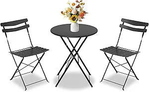 GAOMON 3-Piece Bistro Set  Steel Frame Space-Saving Folding Patio Furniture with 2 Chairs & Bistro Table, for Outdoor Patio, Balcony, Garden