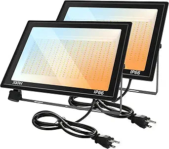 300W LED FloodLights, 36000LM Dimmable, 3 Colors Selectable (3000K 4500K 6000K), IP66 Waterproof, Outdoor Security Flood Light for Garden, Stadium, Field (2 Pack)