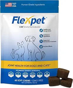Hip & Joint Supplement for Dogs & Cats with Cetyl Myristoleate, Glucosamine, Collagen, MSM - Max Strength Joint Support for Mobility, Senior Pets, Large Breeds - 60 Soft Chews (Bacon/Cheese)