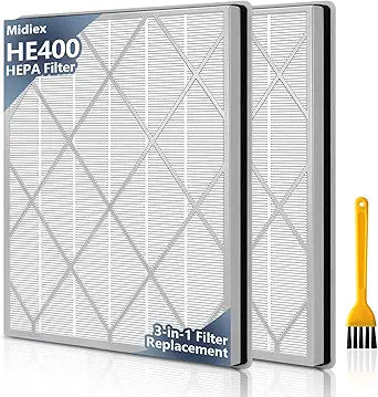 2 Pack HE400 HE401 Replacement Filter For Shark Air Purifier 4 Model HE400 HE401 HE402 HE405 UA415 3-Stage Filtration Filters, H13 True HEPA #HE4FKPET Filter