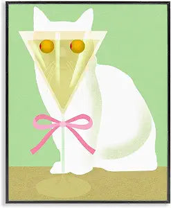 Cat Martini Olive Eyes Cocktail, 16 x 20 Inch Framed Gicle Print