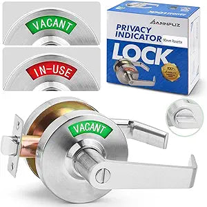 Vacant Occupied Bathroom Door Handle Lock,Privacy Lever with Large Indicator,in-Use or Vacancy Indication Occupied Deadbolt,Commercial Door Handle Lock for Public Restrooms(Brushed Nickel)