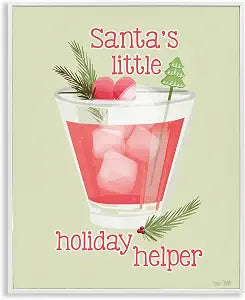 Santa Holiday Helper Drink Humor, 16 x 20 Inch Framed Gicle Print
