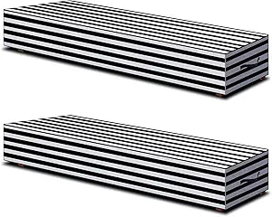 Tingjoo 2 Pcs Patio Chaise Lounge Cover Waterproof Outdoor Lounge Chair Cover 30" D x 83" W x 12" H UV Resistant with Handle Strap for Furniture Protection (Black and White Stripe)