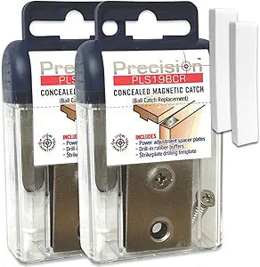 Magnetic Door Catch, Ball Catch Replacement Hardware for Closet or Double Doors, Precision Lock 2-Pack with Foam Pads