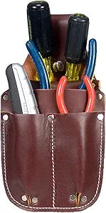 Occidental Leather Pocket Caddy - Brown - 4 Pockets & Tool Holders - Belt Compatibility Up to 2" Wide - Lightweight - Made in USA