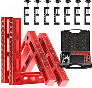 Corner Clamp for Woodworking,90 Degree Corner Clamp with Box,Right Angle Clamp Woodworking Tools,4 Pack 5.5" x 5.5"Aluminum Alloy Positioning Clamping Squares for Picture Frames Cabinets (Style 2)