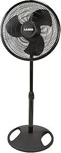 Lasko 16 Inch Oscillating 3 Speed Adjustable Pedestal Stand Fan, Black (2 Pack)