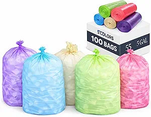 YoYoRain-(55-60) Gallon Colorful Trash Bag Large Garbage Bag-22Mic 38" x 58",Perfect for Industrial,Lawn,Yard Waste and Kitchen(100Bags).