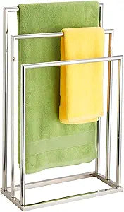 Free Standing Towel Racks for Bathroom, 3 Tier Stainless Steel Bathroom Towel Rack, Towel Drying Rack Stand for Outdoor Poolside, Blanket Holder, Chrome, DECLUTTR