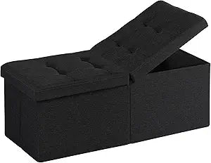 35-INCH Storage Ottoman Bench, Footrest with Storage, End of Bed Bench Coffee Table for Living Room, Bedroom, Entryway, Black