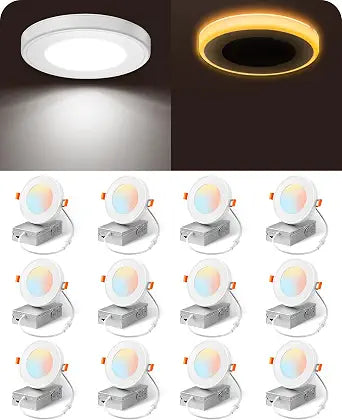 EDISHINE 12 Pack 4 Inch LED Recessed Light Canless Light Fixtures