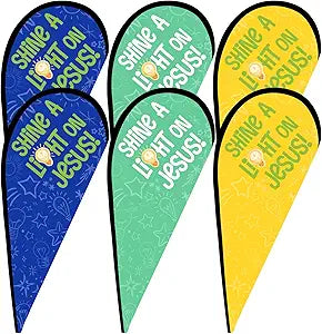 6 Pcs 11 ft 2026 Vbs Feather Flying Flag Summer Illumination Theme Banner Christian Vacation Bible School Activity Decoration for Outdoor Welcome Church Banner Theme Decoration