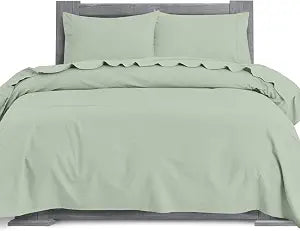 Elegant Comfort Soft 4-Piece 100% Turkish Cotton Flannel Sheet Set - Premium Quality, Deep Pocket Fitted Sheet, Ultra Soft, Cozy Warm Flannel Sheets - King, Mint Green
