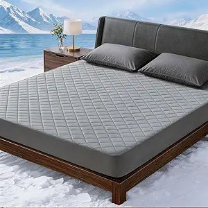 Cooling Mattress Pad for Hot Sleepers Noiseless Mattress Protector Bed Cooling Pad 3 x Breathable Mattress Topper Q-Max 0.45 Cool Touch, 3D Mesh Deep Pocket Bed Cooling Cover Grey Queen