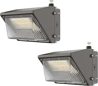 TIERONE 50W LED Wall Pack Light Dusk to Dawn Photocell Outdoor Commercial Security Area Lighting Fixture UL Listed 5500LM 4000K Daylight 400W HPS/HID Equivalent IP65 Waterproof 120-277V 2PACK