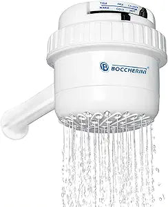 BOCCHERINI Electric Shower Head 110V  Point-of-Use Shower Unit for Bathroom, Ducha Elctrica, 3 Temperature Settings, Dual Shower System, Hardwired Installation Required
