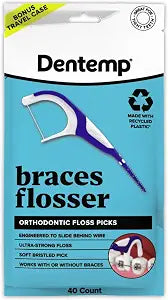 Dentemp Braces Flosser - Designed for Braces for an Easy & Effective Clean, Ultra Strong Floss - 40 Count (Pack of 1) - (Packaging May Vary)