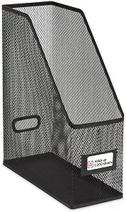 Staples TRU RED Metal Magazine File Organizer, Black - Top - Loading Desktop File Holder with Handle, Holds Up to 1000 Sheets