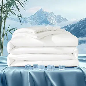 Cooling Comforter, 100% Viscose Derived from Bamboo_Shell, Ultra Soft Breathable Blanket for Hot Sleepers, Lightweight & Moisture-Wicking Duvet Insert (White,King)