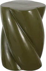 JONATHAN Y Yves Ceramic Twisted Garden Stool 17.5" Modern Glossy Accent Side Table for Indoor/Outdoor Patio, Garden, Living Room, Plant Stand, Forest Green TBL1036D