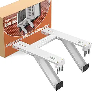 GCGOODS Universal Window Air Conditioner Support Bracket, Heavy Duty Adjustable Window AC Bracket with 2 Arms for Single & Double Hung Windows, Window AC Bracket Holds Up to 200 lbs for 5000-22000 BTU