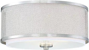 PL0043BN Transitional 3 Light 15 inch Brushed Nickel Flush Mount Ceiling Light