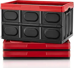 FOHERE 48L Collapsible Storage Bins with Lids 3 Packs, Stackable Storage Bins with Handles for Organizing, Camping and Tools, Heavy Duty Capacity