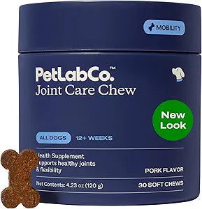 Petlab Co. Joint Care Chews for Dogs - High Levels of Glucosamine, Green Lipped Mussels, Omega 3 and Turmeric - Hip and Joint Supplement for Dogs to Actively Support Mobility, Packaging May Vary