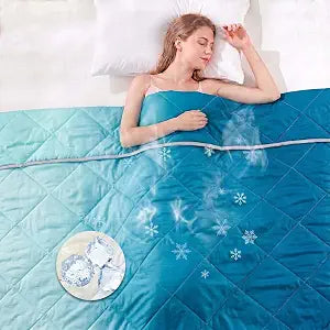 Quilt Cooling Blanket King Size 90x102 inch Peacock Blue Lightweight Summer Comforter Cold Blanket Breathable Cooling Throw Blankets for Hot Sleepers Bed Travel