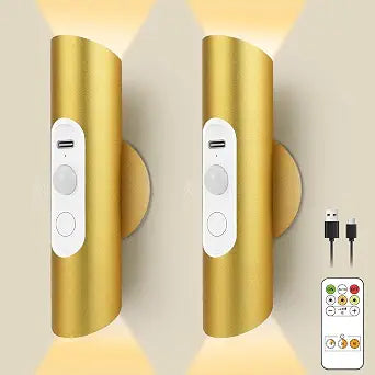 Lacasa Motion Sensor Wall Sconces Set of 2, Rechargeable LED Wall Lights