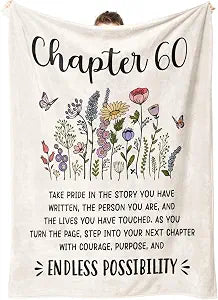 Afterprints 60th Birthday Gifts for Women, Chapter 60 Birthday Blanket, 60 Year Old Bday Gift for Woman, Friend, Sister, Mom, 1966, 60th Birthday Decorations, Turning 60 Throw Blankets 60'' x 80''