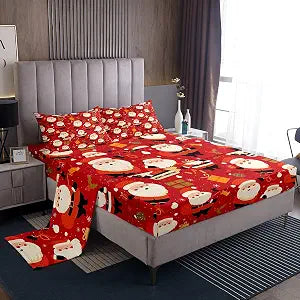 Feelyou Kids Christmas Bed Sheets Set Twin Size for Kids Boys Girls