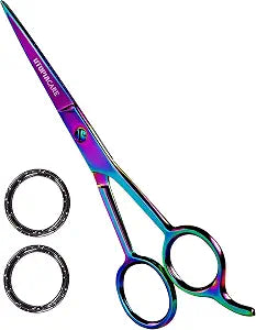 Utopia Care Hair Cutting and Hairdressing Scissors 6.5 Inch, Premium Stainless Steel Shears with Smooth Razor and Sharp Edge Blades for Salons, Men, Women and Kids, Rainbow