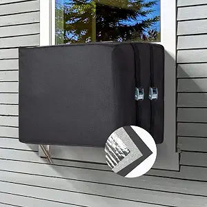 Window Air Conditioner Insulation Cover, Outdoor Dust-Proof and Waterproof, 3 Layers, 21.1"L  15"H  16"D for Outside Unit - Black
