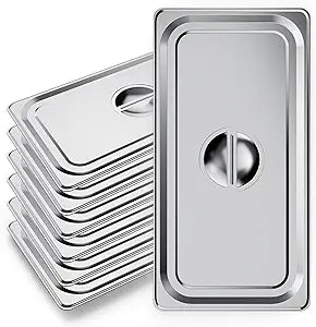 WantJoin Steam Table Hotel Pan Lids 6 Pack Notched Cover for 1/1 Full Size Stainless Steel Metal Tray Sets Food Storage Container Restaurant Chafing Dishes Commercial Buffet Warmer Catering Supplies