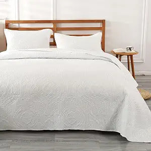 ENJOHOS White Bedspread Queen Size Summer Thin Quilt Lightweight Microfiber Coverlet for Queen Bed with Pillow Shams