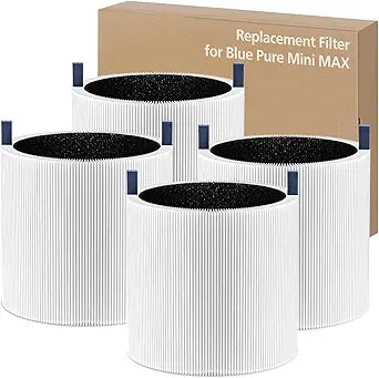 4 Pack Mini Max Air Filter Replacement, FMINI Filter Compatible with BLUEAIR Blue Pure Mini Max Air Purifier, Ture HEPA + Activated Filter