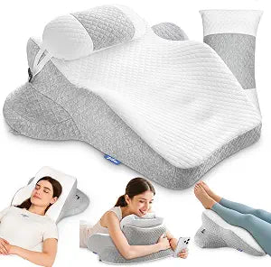ZIKEE Ergonomic Multi-Positional Wedge Pillow for Stomach Sleepers, Scientific Zoning Design for Effective Shoulder & Back Pain Relief, Memory Foam Body Pillow for Reading, Skin-Friendly Fabric