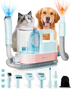 PETGUGU Dog Grooming Vacuum, Dog Vacuum with 7in1 Clipper, Dog Vacuum for Shedding Grooming, Deshedding Brush,3Speed Adjustable & Temp Control Blower,2.5L Dust Cup,Reduces Flying Hair,Easy cleanup